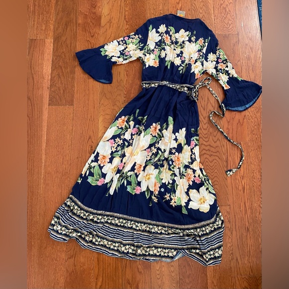 Anthropologie Farm Rio Midnight Flower Wrap Dress - Picture 8 of 8